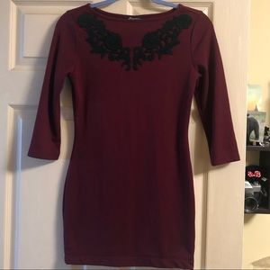 Hemmed forever 21 burgundy dress